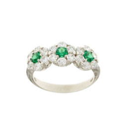 Anello fiori zirconi verdi in oro bianco gr 3.30 referenza: 803321721480
