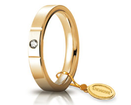 Fede Nuziale Unoaerre Cerchi di Luce 3,5 mm Oro giallo con diamante Gr. da 5.50 a 7.70 Referenza: 35 AFC 2/100