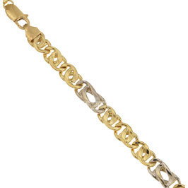 Bracciale Maglia Tigre Alternata In Oro Giallo e Bianco 18Kt