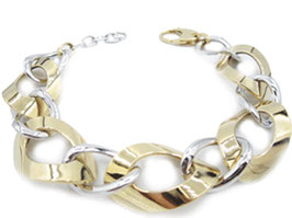 Bracciale da donna a catena maglia ovale bicolore in oro 18 kt IS978GB