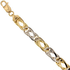 Bracciale Occhio Di Pernice In Oro Giallo e Bianco 18Kt