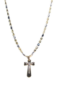 Collana con Crocifisso in Oro Giallo e Bianco 18 kt Codice: IDG006CBG