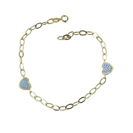 Bracciale da bambina con cuori zirconati in oro giallo 18Kt  gr 1.30 con codice:   BR3023G