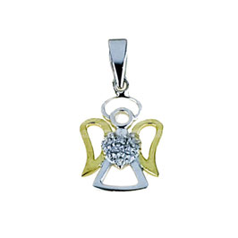 Ciondolo Angelo con cuore in oro giallo e bianco 18 KT   Referenza: C1407BG