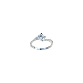 Anello Solitario da donna in oro bianco 18 kt con Pavè di Zirconi laterali Referenza: A2415B