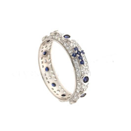 Anello rosario  in oro bianco con pietre blu e zirconi gr 4.00 referenza: 803321727547