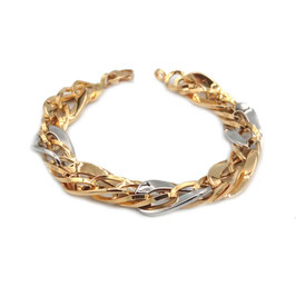 Bracciale in oro Bicolore 18kt donna maglie ovali lucide ritorte codice: OV973G