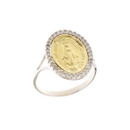 Anello con miracolosa in oro giallo e bianco gr 4.00 referenza: 803321735044