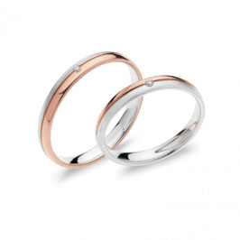 FEDI NUZIALI PAOLO E FRANCESCA ORO BIANCO E ROSA CON DIAMANTE ANB  1872BR