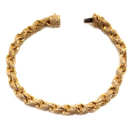 Bracciale catena donna maglia corda in oro giallo con brillantini 18kt codice : GF979GP