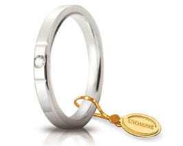 Fede Nuziale Unoaerre Cerchi di Luce 2,5 mm Oro Bianco con diamante Gr. da 3,70 a 5,10 Referenza: 25 AFC 2/100