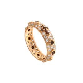 Anello rosario  in oro rosa con pavè di zirconi e pietre brown gr 4.00 referenza: 803321727543