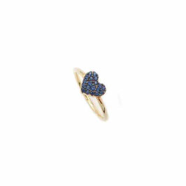 Anello cuore con pietre blu in oro giallo 18 KT A3787GOV