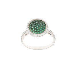 Anello a toppa con zirconi verdi in oro bianco gr 3.50 referenza: 803321723326