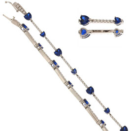 Bracciale Tennis In Oro Bianco con cuore blu Referenza: 803321722750