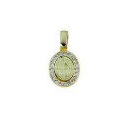 Medaglia Madonna Miracolosa in Oro giallo con zirconi 18 Kt Referenza: C1586G