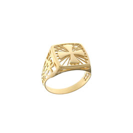 Anello da uomo  in oro giallo 18 kt a scudo con croce Referenza: 803321737442