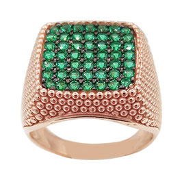 Anello donna in oro chevalier con pavè di pietre verdi referenza: IS2712AG