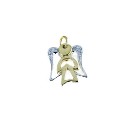Ciondolo Angelo con cuore in oro giallo e bianco 18 KT   Referenza: C1419BG