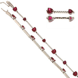 Bracciale Tennis In Oro Bianco con cuore rosso Referenza: 803321720549