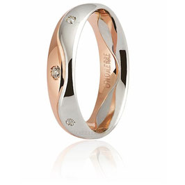 Fede Unoaerre Galassia Collezione 9.0 In Oro Bianco e Rosa Con Diamanti
