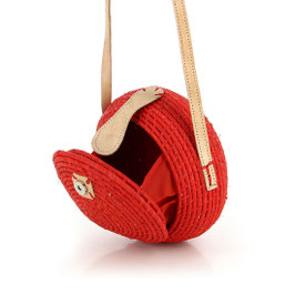 Kleine Umhängetasche °Boho° aus Palmblatt – Rot