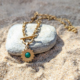 Collier soleil perle verte