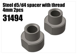 Steel d5/d4 spacer with thread 4mm 2pcs