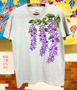 紅型　オリジナル　ペントレア　手染めTシャツ（グレー）