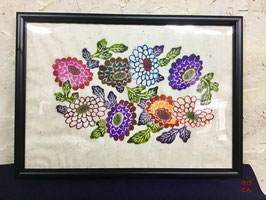 紅型　古典柄　菊円形　ファブリックパネル　（和紙）