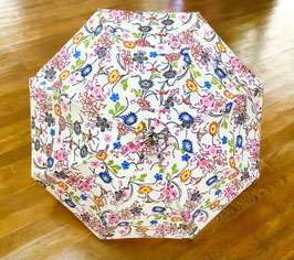 紅型　古典柄　菊蕨小花花文様　手染め　日傘