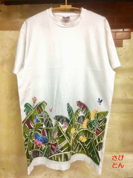 紅型　オリジナル龍と親子　手染めTシャツ