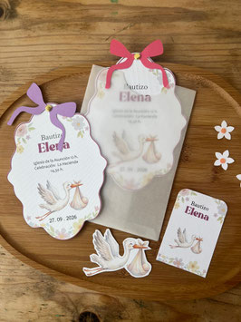 INVITACION BAUTIZO CIGÜEÑA LAZO