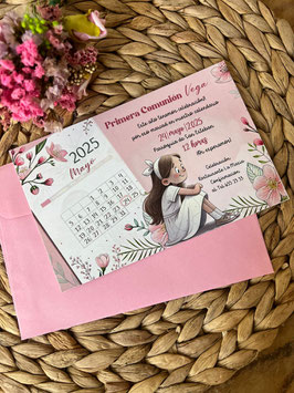 Invitación hoja de calendario niña