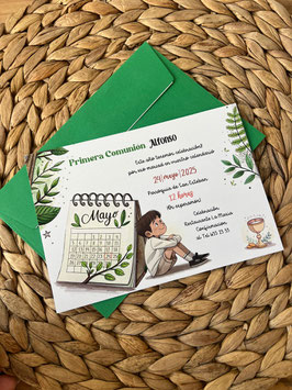 invitacion hoja de calendario niño