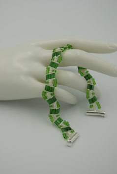 Armband eckig Grün/Weiß
