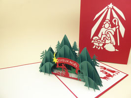 Carte pop-up Crèche de Noël dans les collines