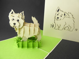Carte pop-up chien Terrier blanc