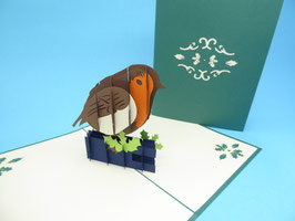 Carte pop-up oiseau rouge-gorge