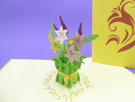 Carte pop-up Bouquet de lys et buddleias