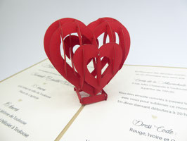 Faire-part mariage pop-up Coeur 3D