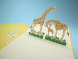 Carte pop-up Famille de girafes