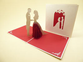 Carte pop-up Mariée à la robe rouge