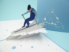 Carte pop-up Skieur