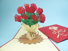 Carte pop-up bouquet de roses rouges NEW