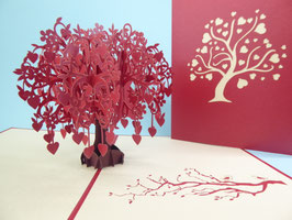 Carte pop-up Arbre de coeurs