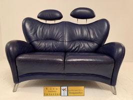 Himolla Design Sofa 2-sitzer Leder blau