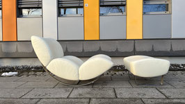Koinor Design Sessel Jetlag Leder weis-eierschalenfarben mit Hocker