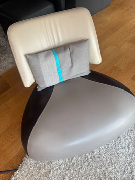 LeoLux Design Sessel Pallone Leder grau-grau-beige