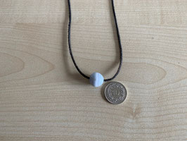 Chalcedon blau-Kugel 1,2 cm, gebohrt